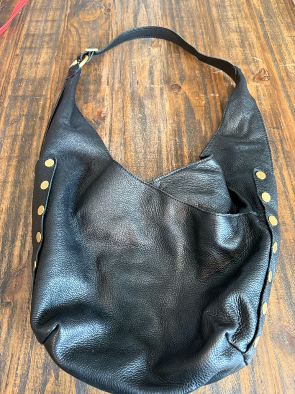 Hammitt Black Pebbled Leather Hobo with Gold Studs